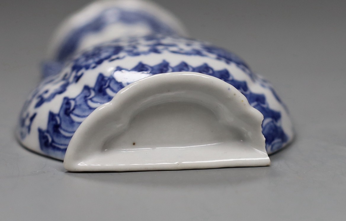 A Chinese blue and white wall vase shaped pocket, 19th century, 16.5cm tall